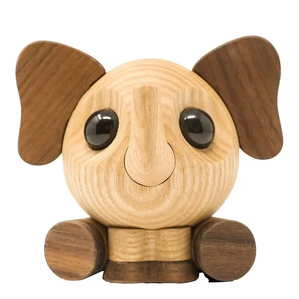 Flora elefant trefigur 10 cm valnøtt/ask