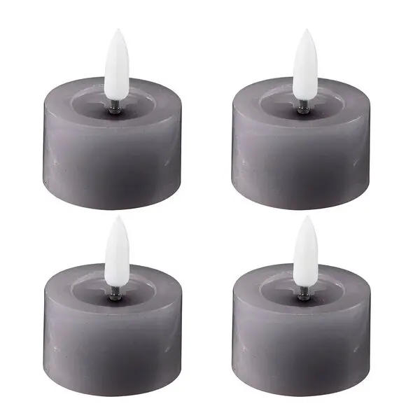 LED telys 4,5x2,5 cm 4 stk dark gray