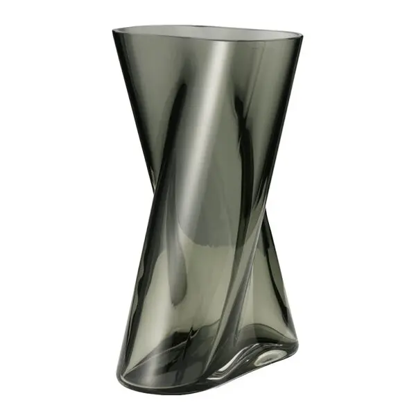 Lituus vase medium 24 cm røkfarget glass