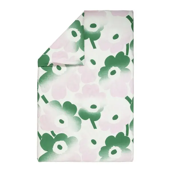 Unikko dynetrekk 135x200 cm hvit/rosa/grønn