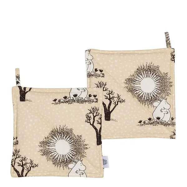 Mummi grytekluter 22x22 cm 2 stk Kjærlighet beige
