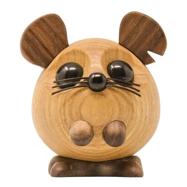 Ingolf mus trefigur 9 cm ask/valnøtt