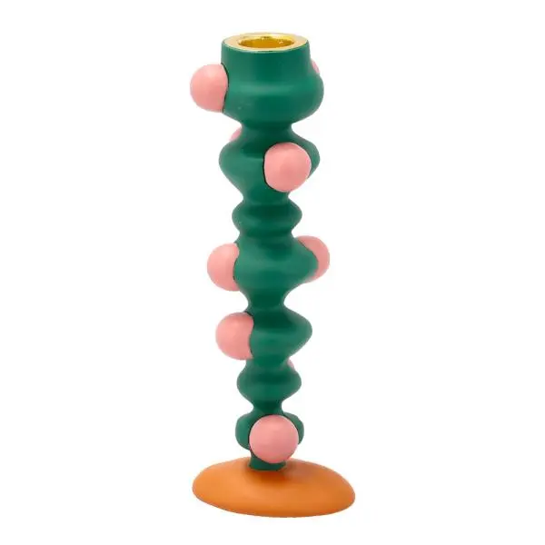 Styles lysestake m/ klumper 18 cm grønn/rosa