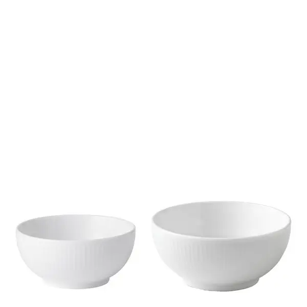 Hvit Riflet skålsett 2 deler 24 cl/47 cl