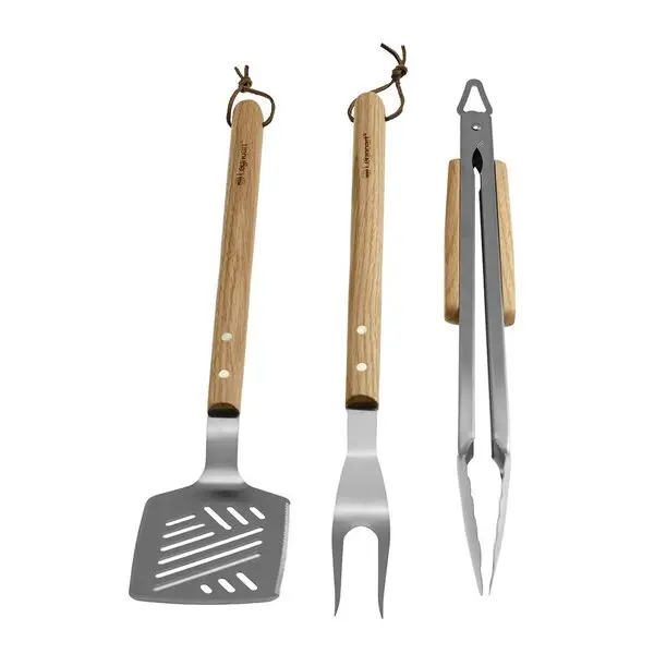 Sturdry BBQ grillsett 3 deler eiketre
