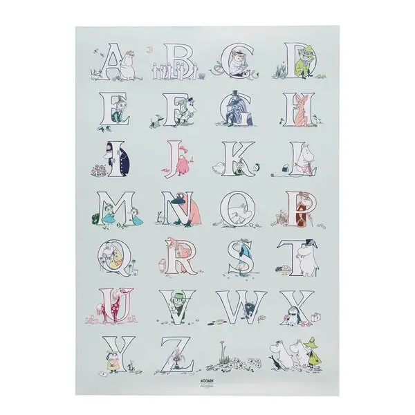 Mummi plakat alfabetet 50x70 cm mintgrønn