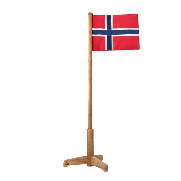 Bordflagg i eik norsk flagg 40,5 cm