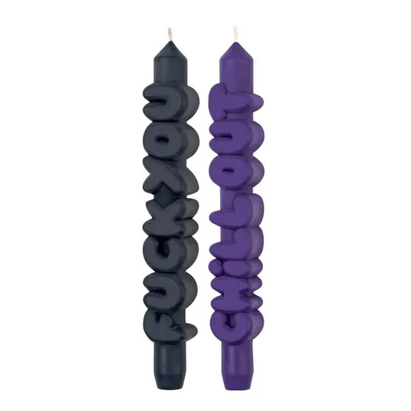 3D kronelys 23 cm 2 stk BOLD svart/indigo