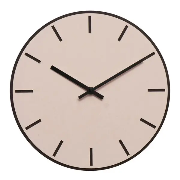 Dark oak powder veggklokke 28 cm rosa linoleum m/svart viser