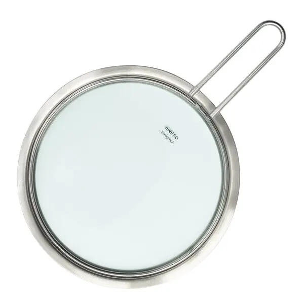 Glasslokk 20 cm børstet stål