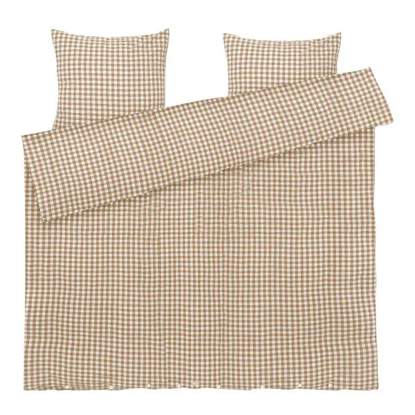 Bæk&Bølge krepp sengesett 220x220 cm karamell/offwhite