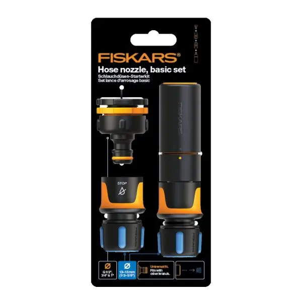 Comfort startsett med dyse og koblinger 13-15 mm svart