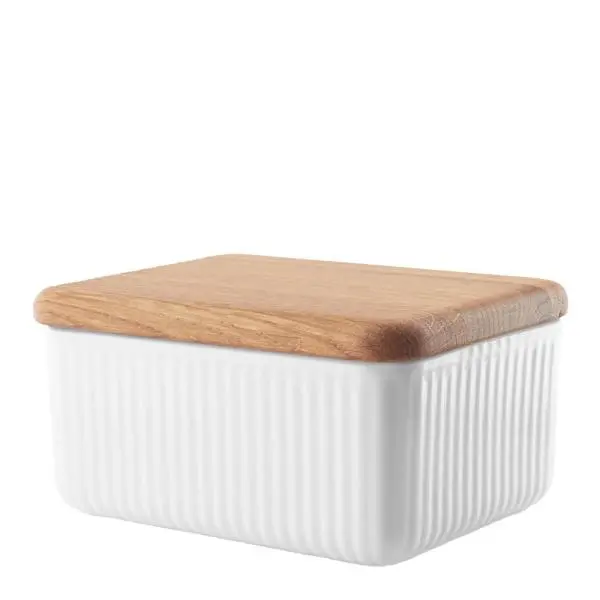 Legio Nova smørboks m/eikelokk 12x10 cm hvit