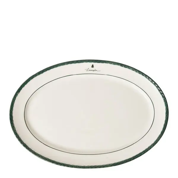 Serveringsfat 42 cm hvit/grønn
