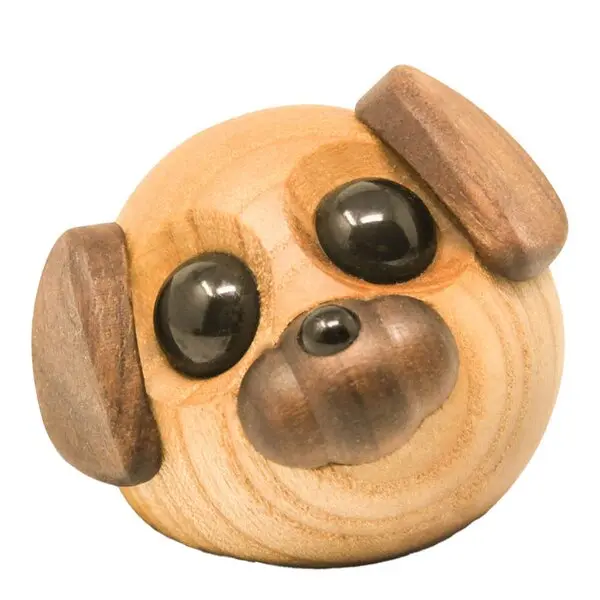 Molly hund trefigur 5 cm ask/valnøtt