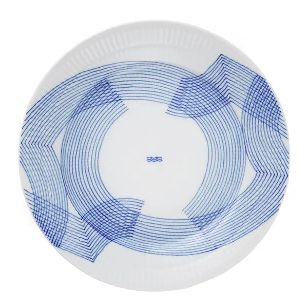 Motif tallerken 22 cm blå/hvit