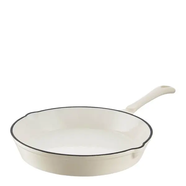 Rund støpejernspanne 26 cm 1L krem