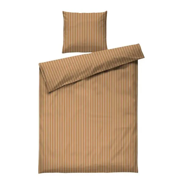 Soft sengesett 140x200 cm karamell/offwhite