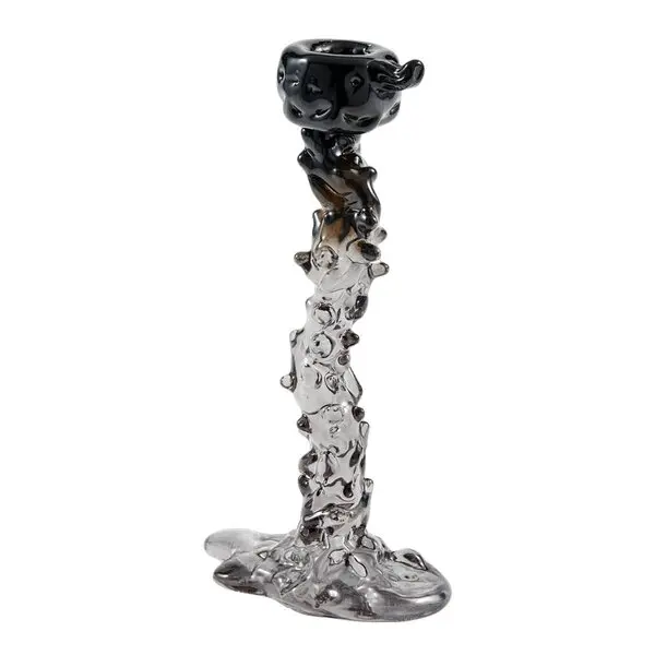 Drip lysestake i glass L 25 cm svart