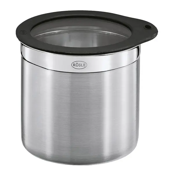 Oppbevaringsboks 1,4 L 12x12,5 cm stål/klar/svart