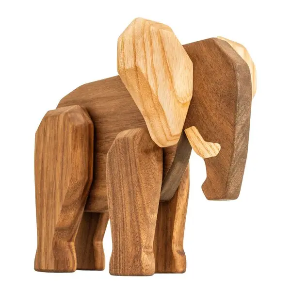 Far elefant trefigur 16 cm valnøtt/ask
