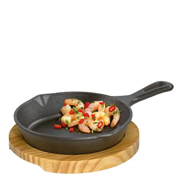 Rund serveringspanne med treplate
