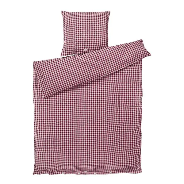 Bæk&Bølge krepp sengetøy 150x210 cm plomme/rosa