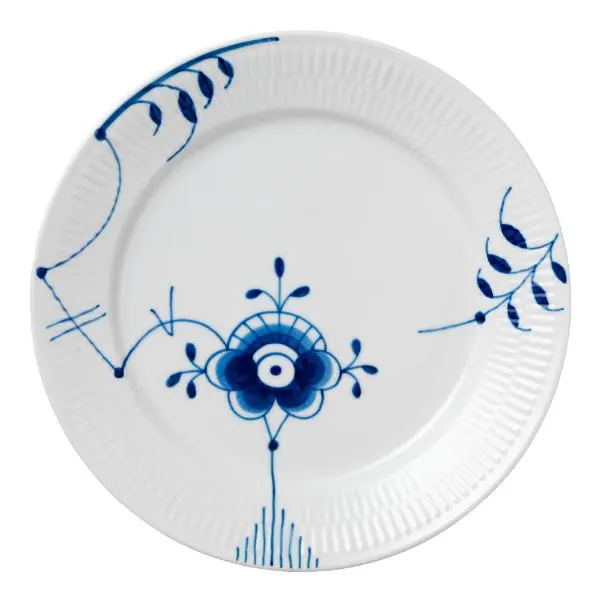 Blå Mega Riflet flat tallerken 27 cm dekor 6