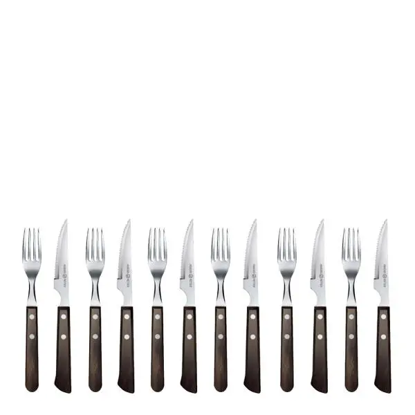 Classic biffbestikk 12 deler brun/blank
