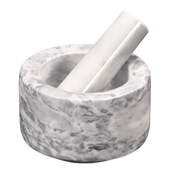 Morter m/støter 13 cm hvit marmor