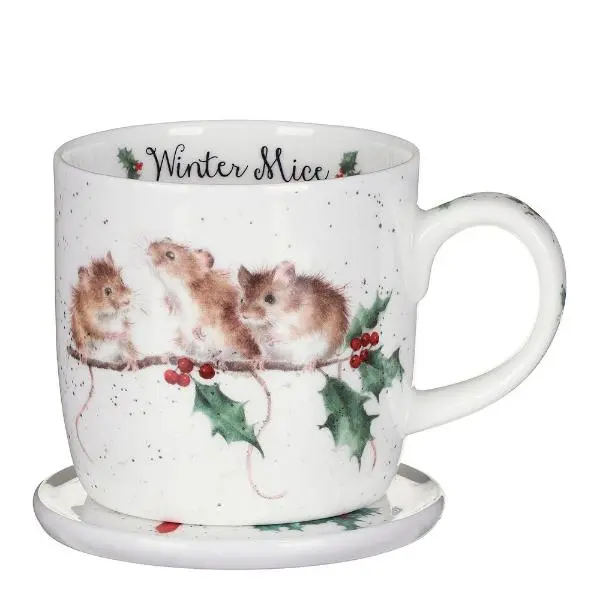 Kopp & underlag winter mice 31 cl