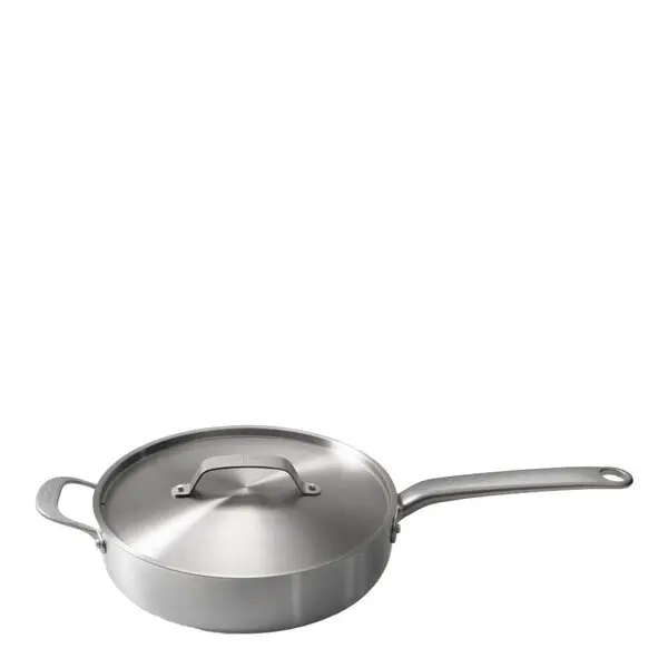 Sautépanne m/lokk 28 cm rustfritt stål