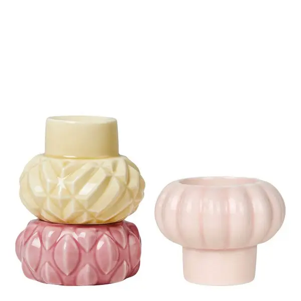 Samsurium lysestake 12,4 cm 3 stk Mimosa/Blush/Powder