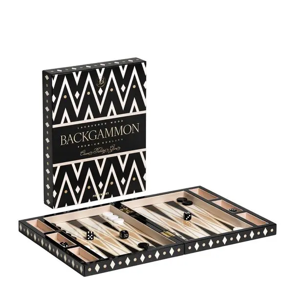 Lakkert backgammon svart