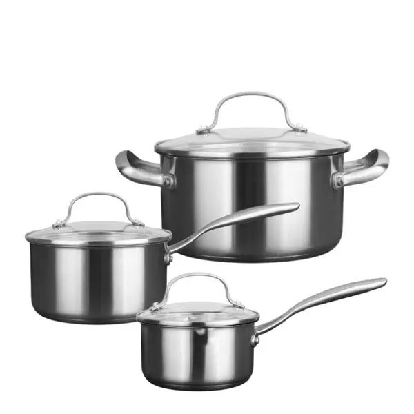 Stenfors grytesett 3 deler 1/2/3L med glasslokk resirkulert matt
