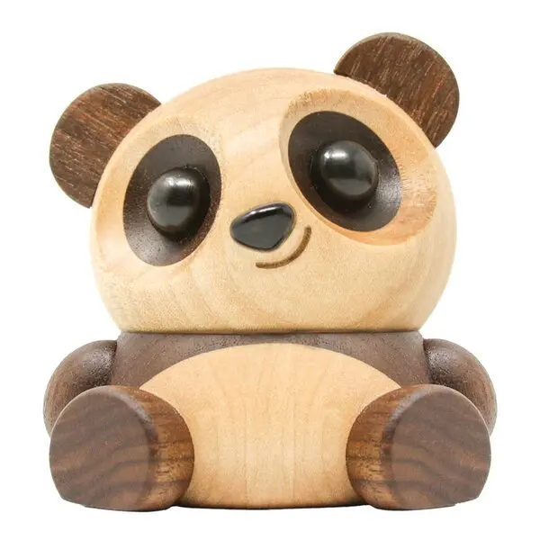Pom Pom panda trefigur 6 cm valnøtt/lønn
