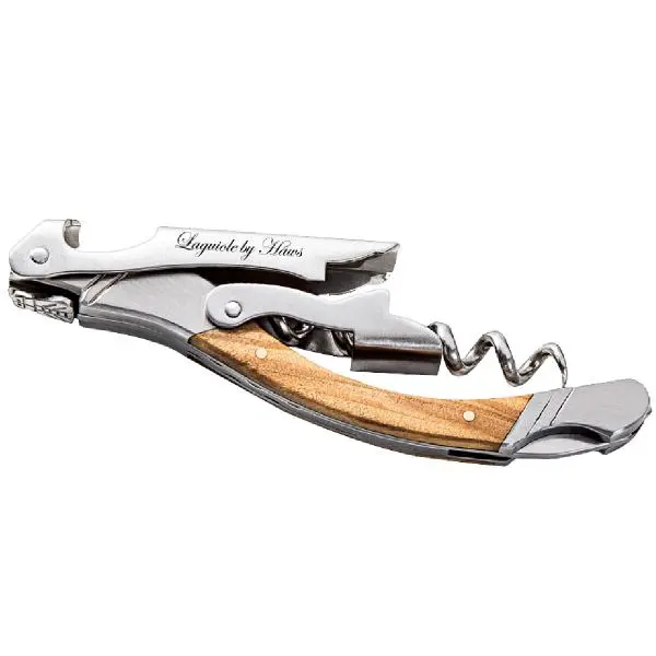 Flaskeåpner 17 cm rustfritt stål oliventre