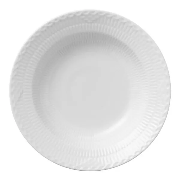 Hvit Riflet Halvblonde dyp tallerken 21 cm