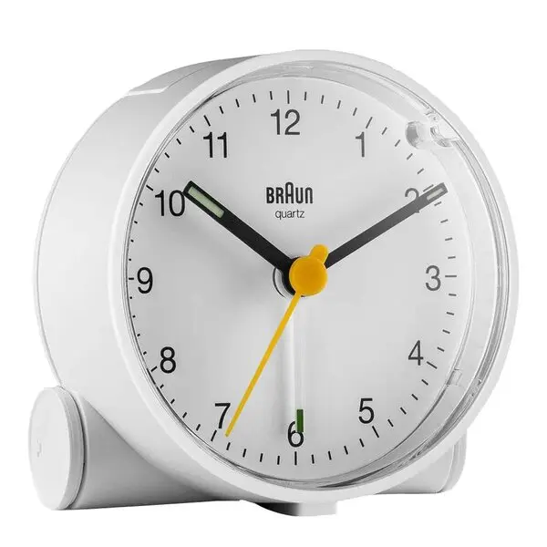 Vekkerklokke analog 6,9 cm hvit