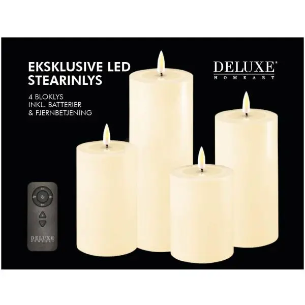 Gaveeske Ledlys 4 lys + fjernkontroll cream
