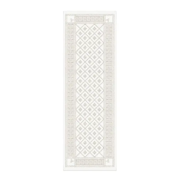 Åttebladrose løper 50x150 cm beige