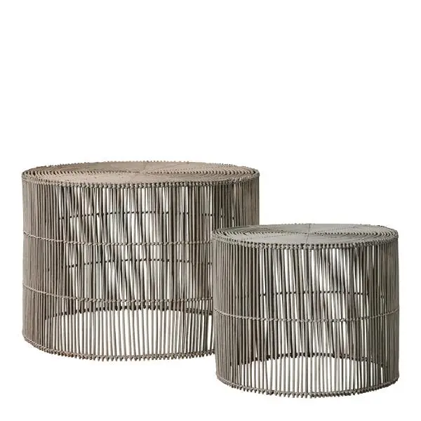 Harper sidebord 2 stk rotting 65x65x45 cm rattan/grå