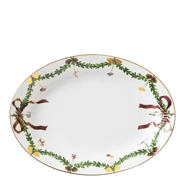Stjerne Riflet Jul ovalt fat 34 cm