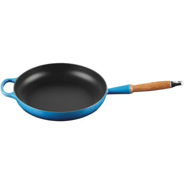 Signature støpejernspanne m/trehåndtak 28 cm azure