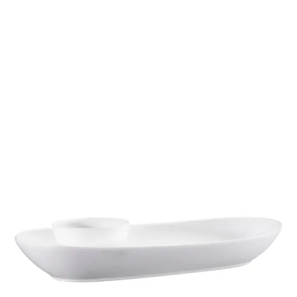 Nor tapasfat båt m/skål 7x12x44,5 cm hvit