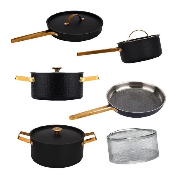 Arvet XL grytesett 6 deler svart/messing
