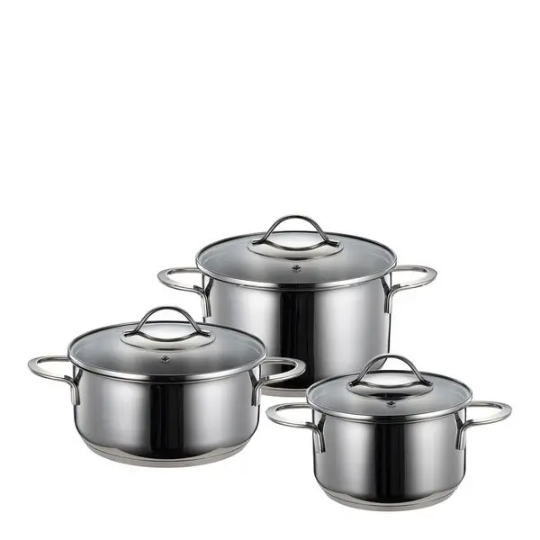 Kitchen Essentials grytesett 3 deler 1,8/2,8/3,5L med lokk blank
