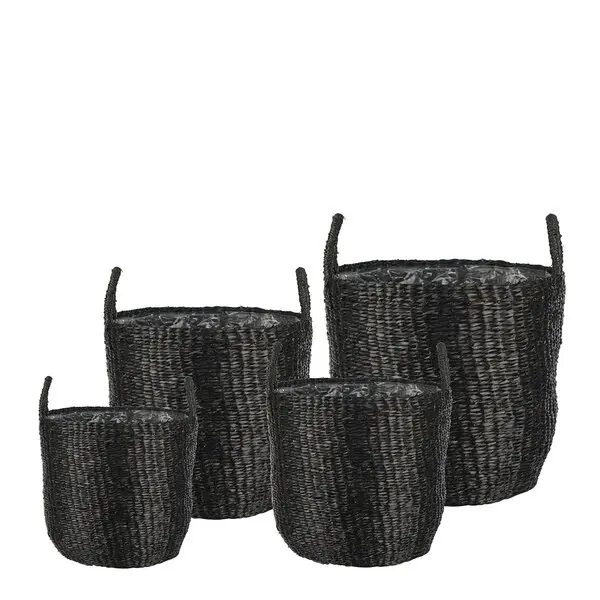 Pottekurv sjøgress 4 stk 35+30+25+20 cm svart