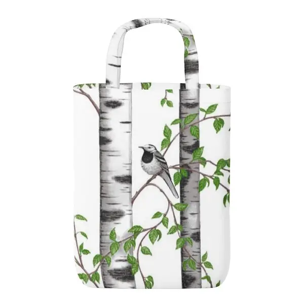Björkdungen handlenett 32x40 cm offwhite/grønn