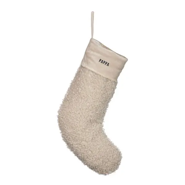 Julesokk teddy 35 cm PAPPA kremhvit